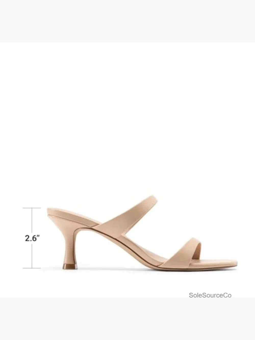 Two Straps Kitten Heel Square Toe Mules Sandals Slide On Heels Party Wedding